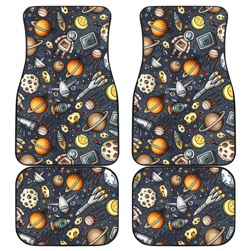 Space Pattern Print Front and Back Car Floor Mats