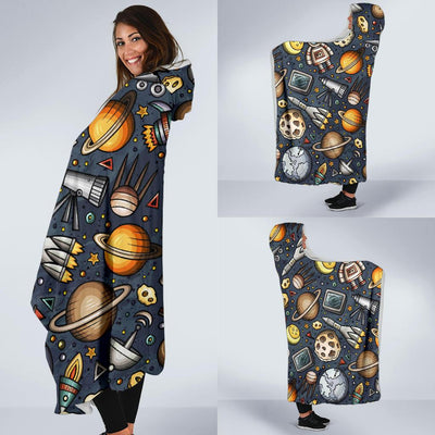 Space Pattern Print Hooded Blanket-JORJUNE.COM