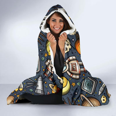 Space Pattern Print Hooded Blanket-JORJUNE.COM