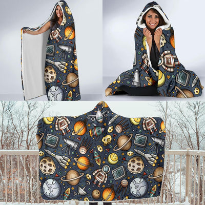 Space Pattern Print Hooded Blanket-JORJUNE.COM