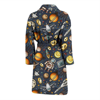 Space Pattern Print Men Bath Robe