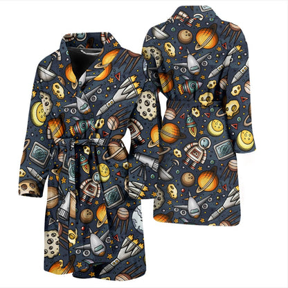 Space Pattern Print Men Bath Robe