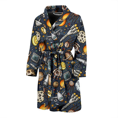 Space Pattern Print Men Bath Robe