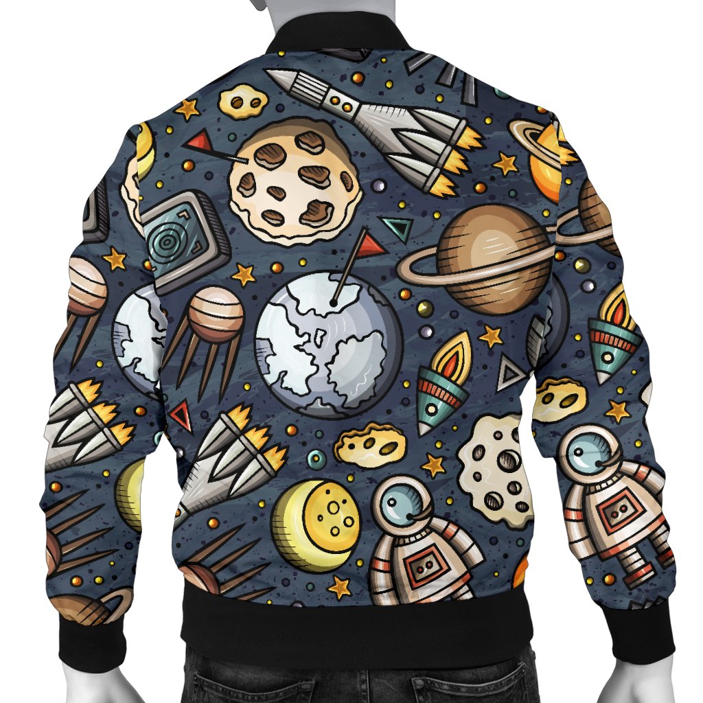 Space Pattern Print Men Casual Bomber Jacket