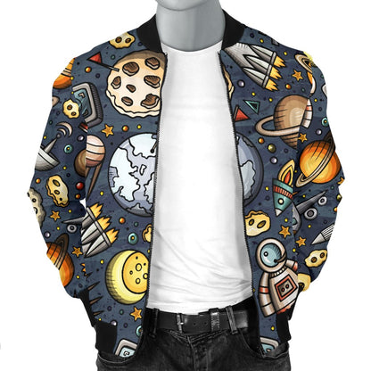 Space Pattern Print Men Casual Bomber Jacket