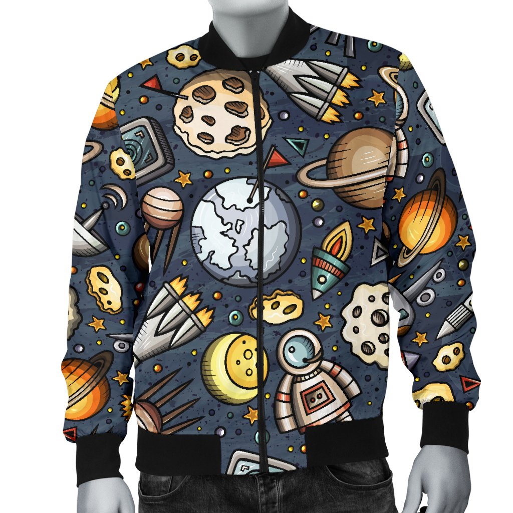 Space Pattern Print Men Casual Bomber Jacket