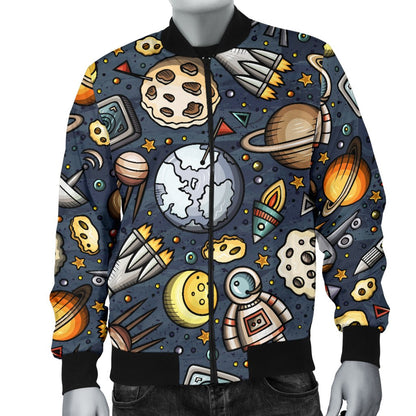 Space Pattern Print Men Casual Bomber Jacket