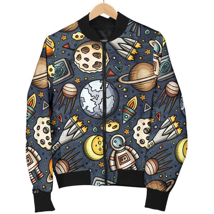 Space Pattern Print Men Casual Bomber Jacket
