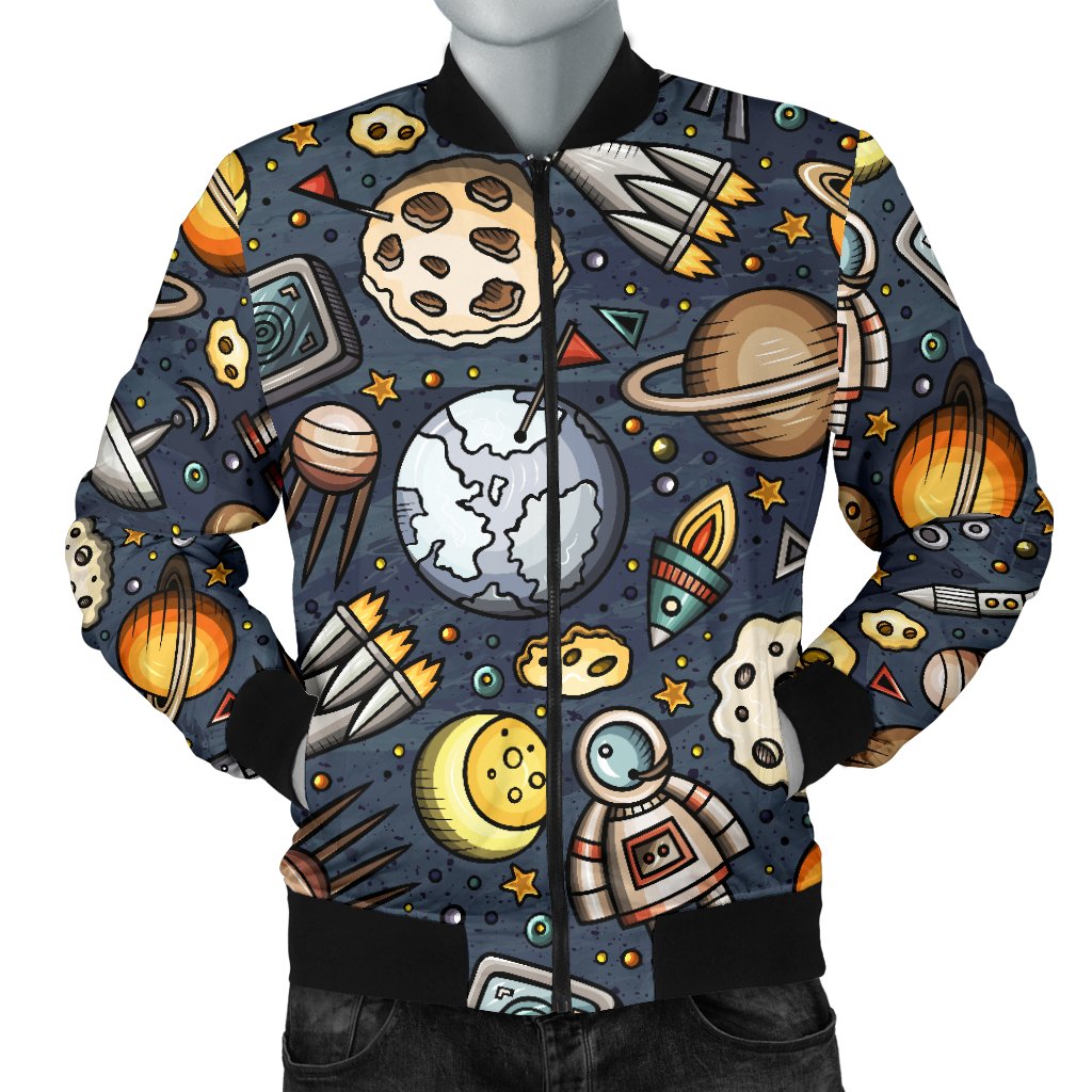 Space Pattern Print Men Casual Bomber Jacket