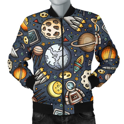 Space Pattern Print Men Casual Bomber Jacket