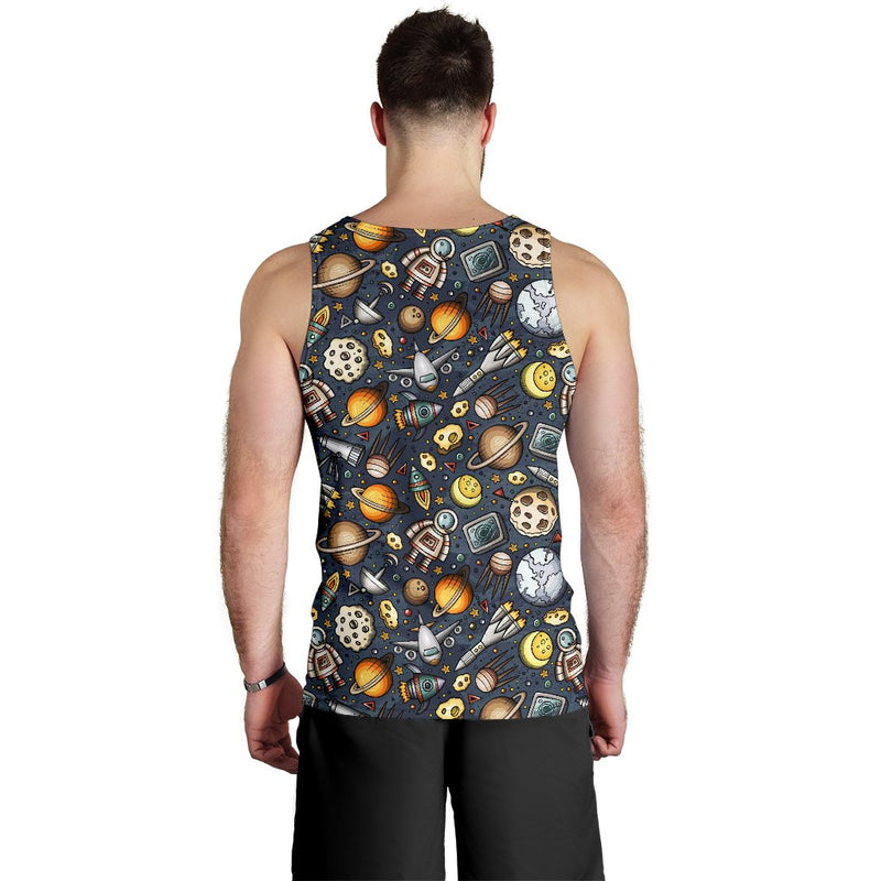 Space Pattern Print Men Tank Top