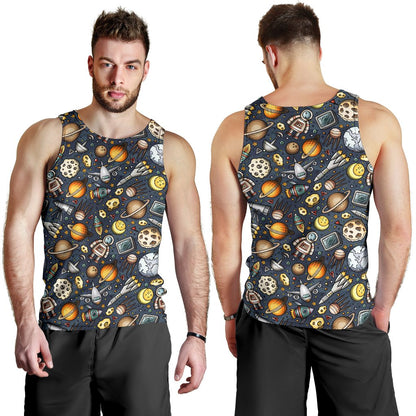 Space Pattern Print Men Tank Top