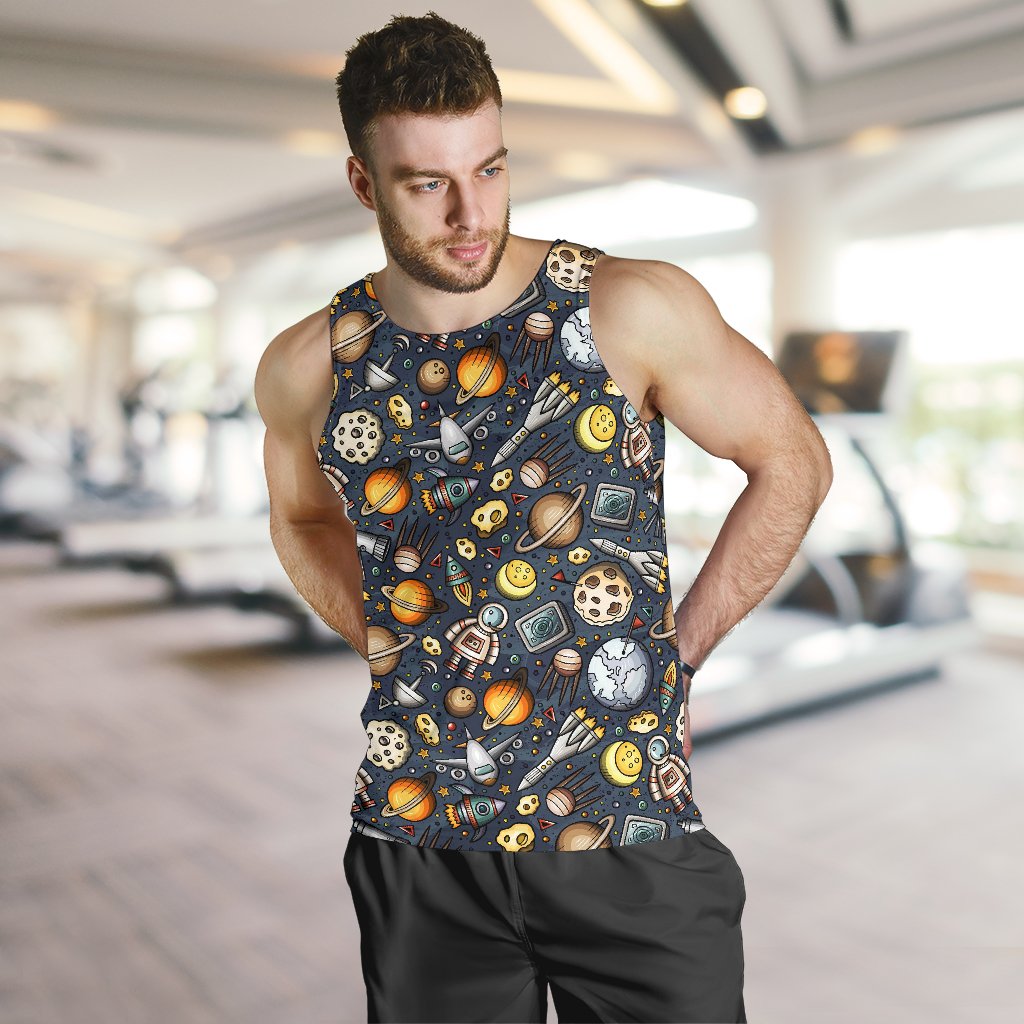 Space Pattern Print Men Tank Top
