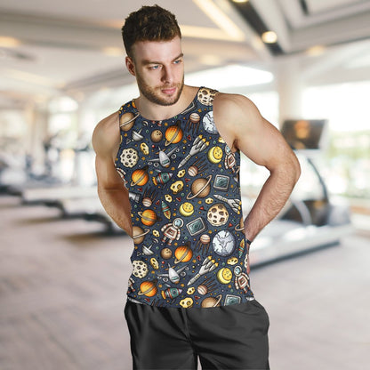 Space Pattern Print Men Tank Top
