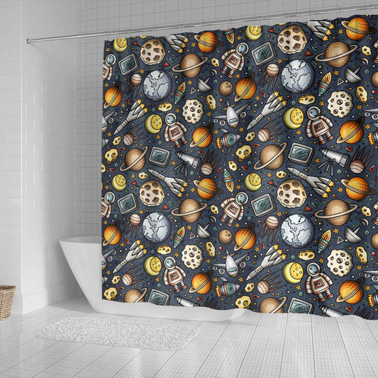 Space Pattern Print Shower Curtain