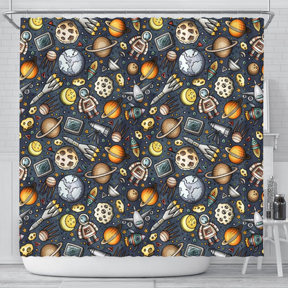 Space Pattern Print Shower Curtain