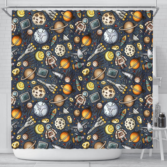 Space Pattern Print Shower Curtain