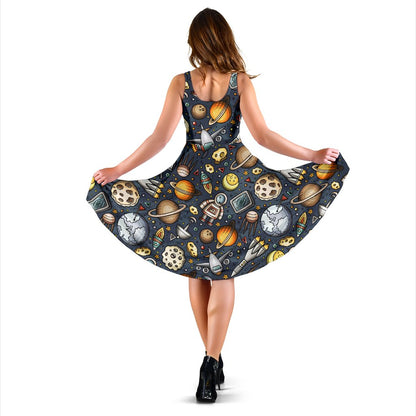 Space Pattern Print Sleeveless Mini Dress