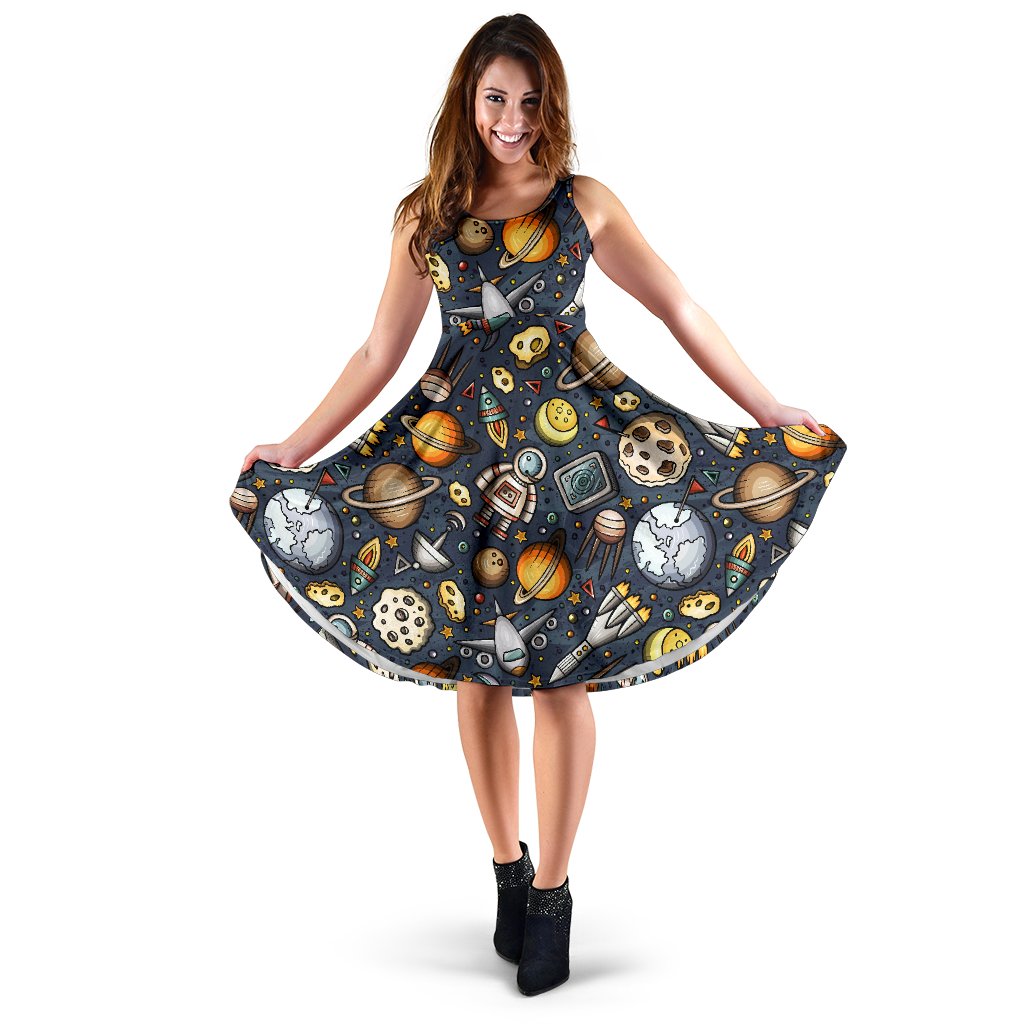 Space Pattern Print Sleeveless Mini Dress