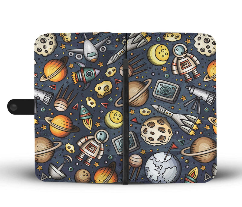 Space Pattern Print Wallet Phone Case