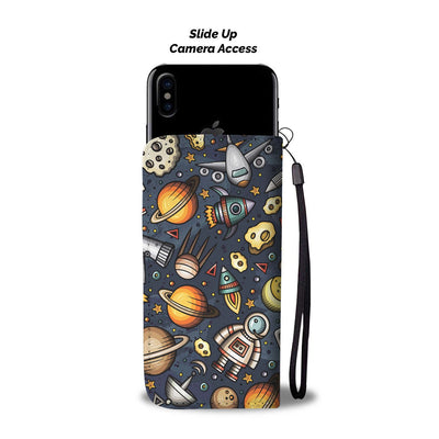 Space Pattern Print Wallet Phone Case