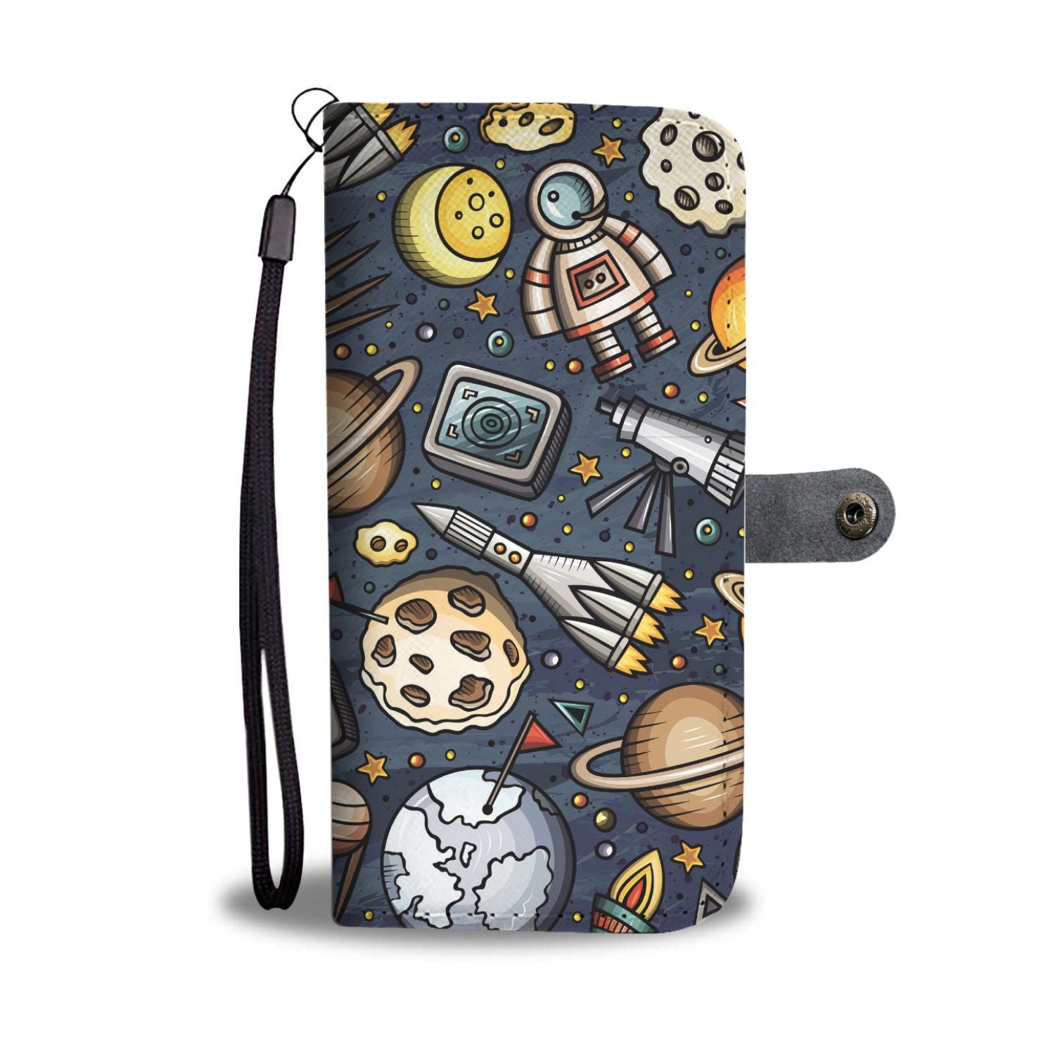 Space Pattern Print Wallet Phone Case