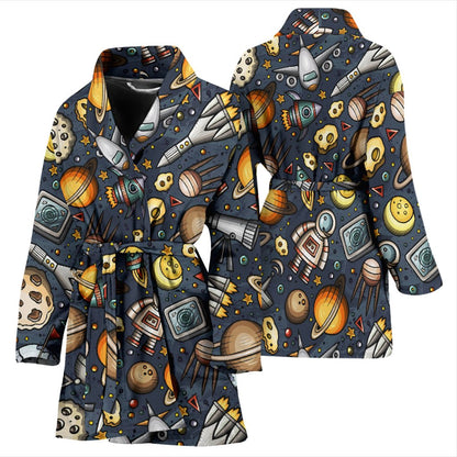 Space Pattern Print Women Bath Robe