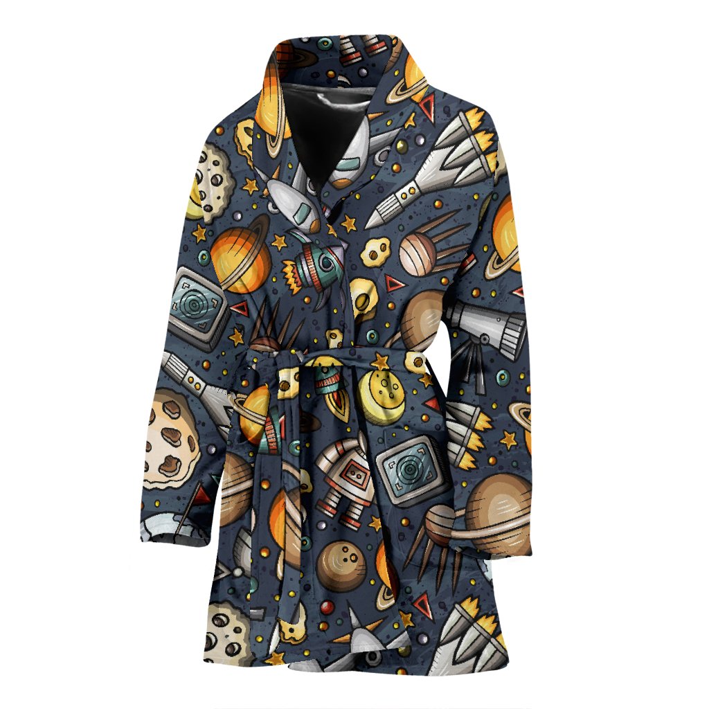 Space Pattern Print Women Bath Robe