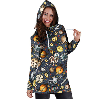 Space Pattern Print Women Hoodie Dress