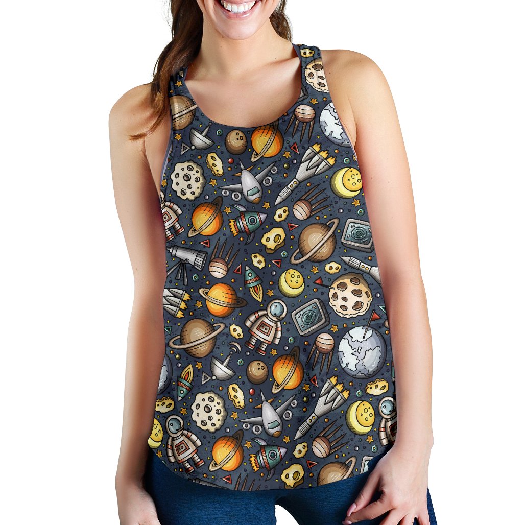 Space Pattern Print Women Racerback Tank Top