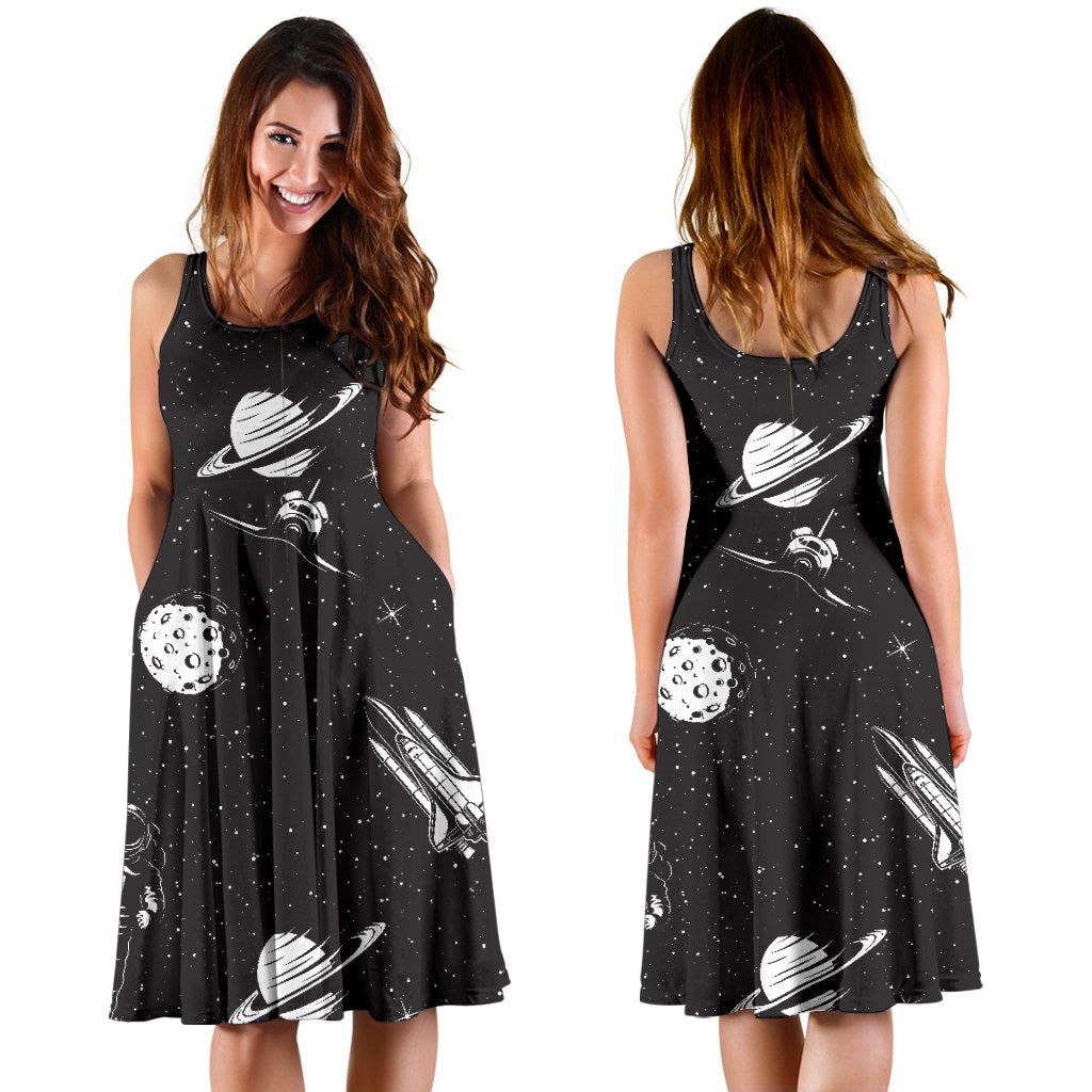Space Pattern Sleeveless Mini Dress