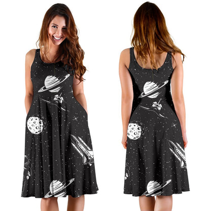 Space Pattern Sleeveless Mini Dress