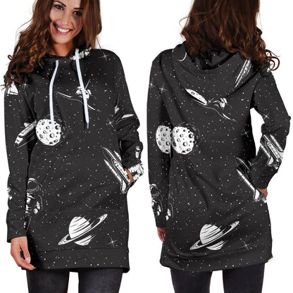 Space Pattern Women Hoodie Dress