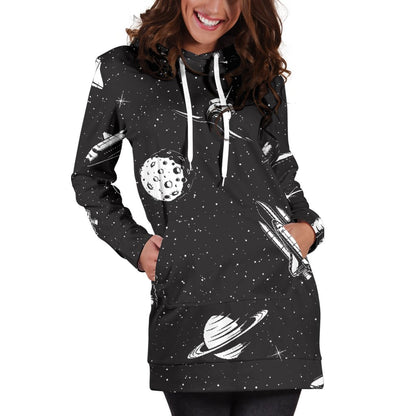 Space Pattern Women Hoodie Dress