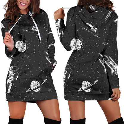 Space Pattern Women Hoodie Dress