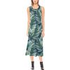 SSun Spot Tropical Palm Leaves hower Curtain Sleeveless Open Fork Long Dress