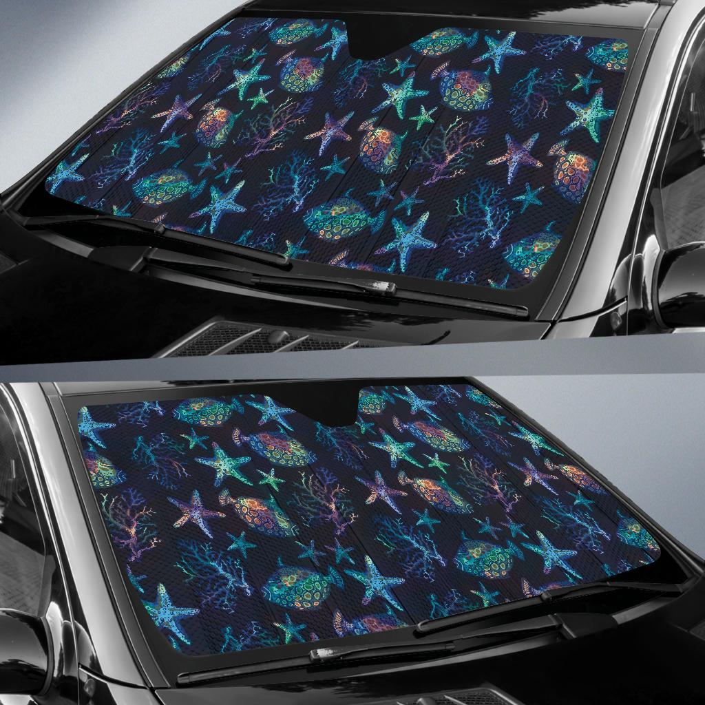 Starfish Pattern Print Design 01 Car Sun Shades-JORJUNE.COM