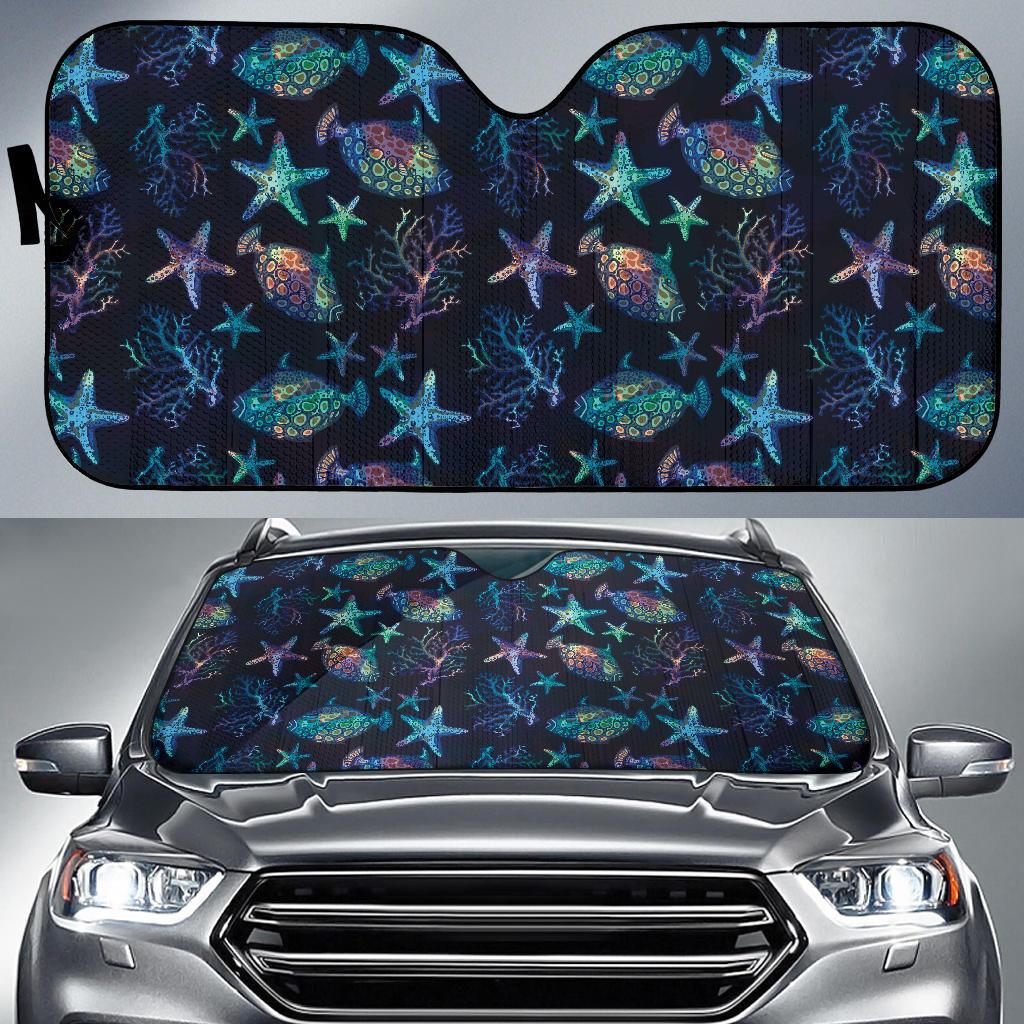 Starfish Pattern Print Design 01 Car Sun Shades-JORJUNE.COM