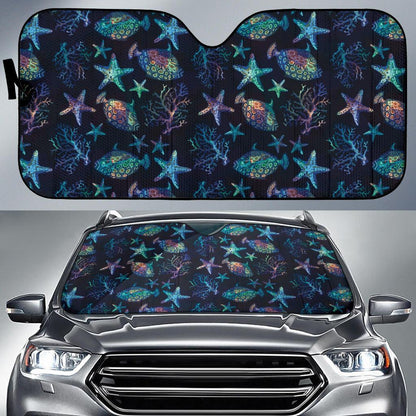 Starfish Pattern Print Design 01 Car Sun Shades-JORJUNE.COM