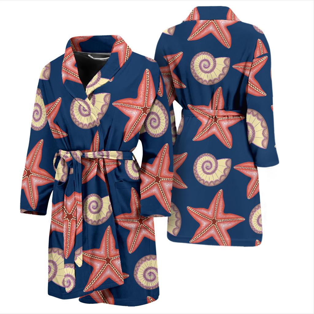 Starfish Pattern Print Design 03 Men Bathrobe-JORJUNE.COM