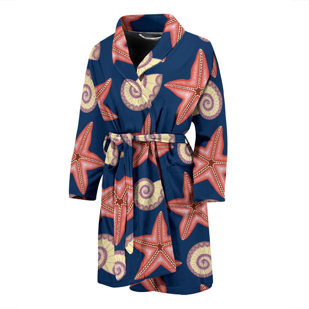 Starfish Pattern Print Design 03 Men Bathrobe-JORJUNE.COM