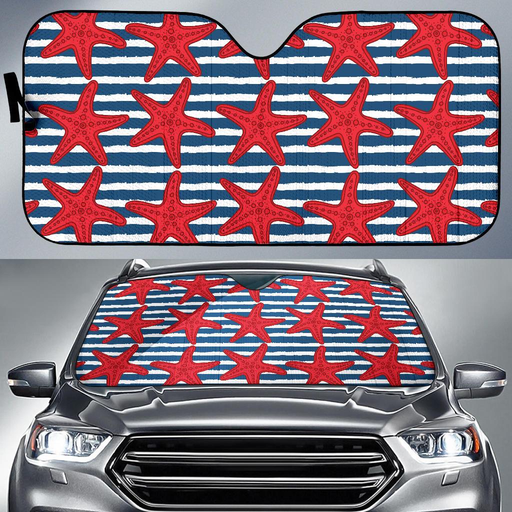 Starfish Red Pattern Print Design 02 Car Sun Shades-JORJUNE.COM