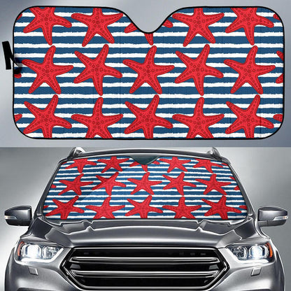Starfish Red Pattern Print Design 02 Car Sun Shades-JORJUNE.COM