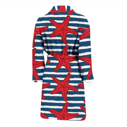 Starfish Red Pattern Print Design 02 Men Bathrobe-JORJUNE.COM