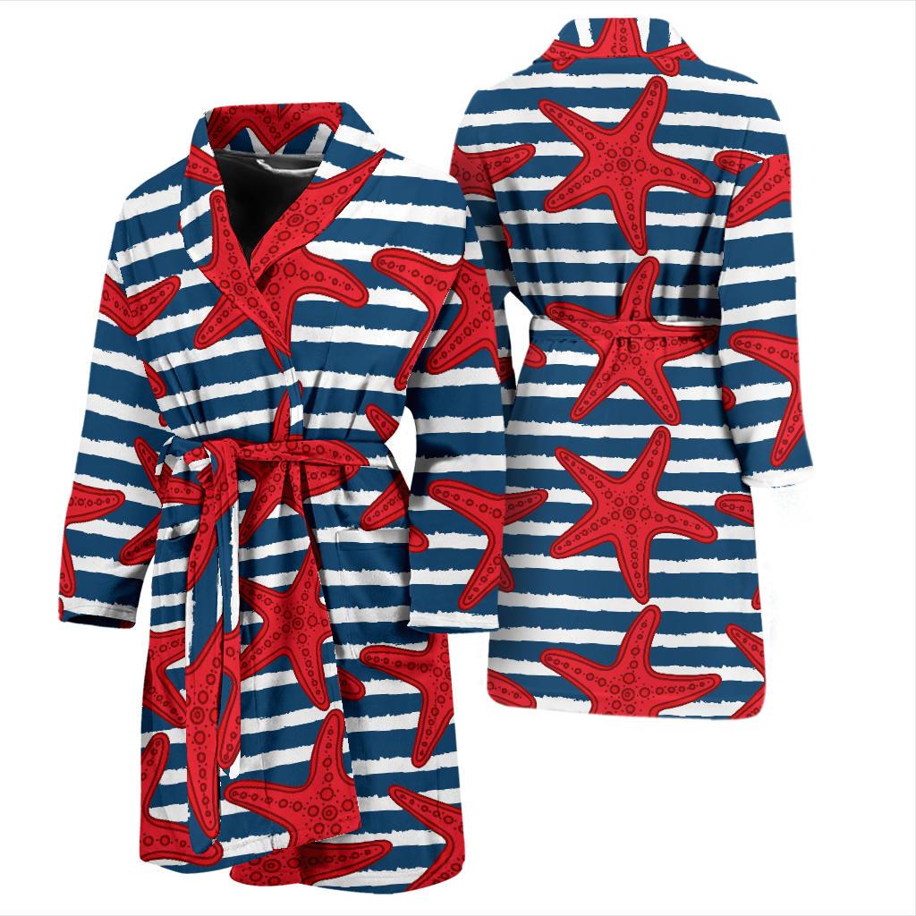 Starfish Red Pattern Print Design 02 Men Bathrobe-JORJUNE.COM