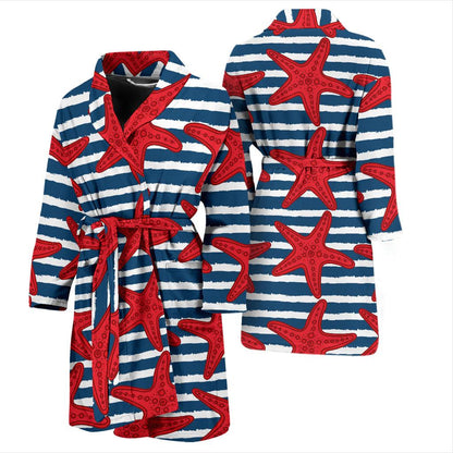 Starfish Red Pattern Print Design 02 Men Bathrobe-JORJUNE.COM