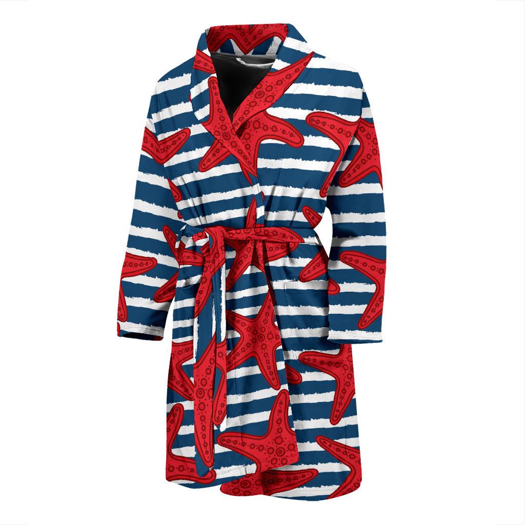 Starfish Red Pattern Print Design 02 Men Bathrobe-JORJUNE.COM