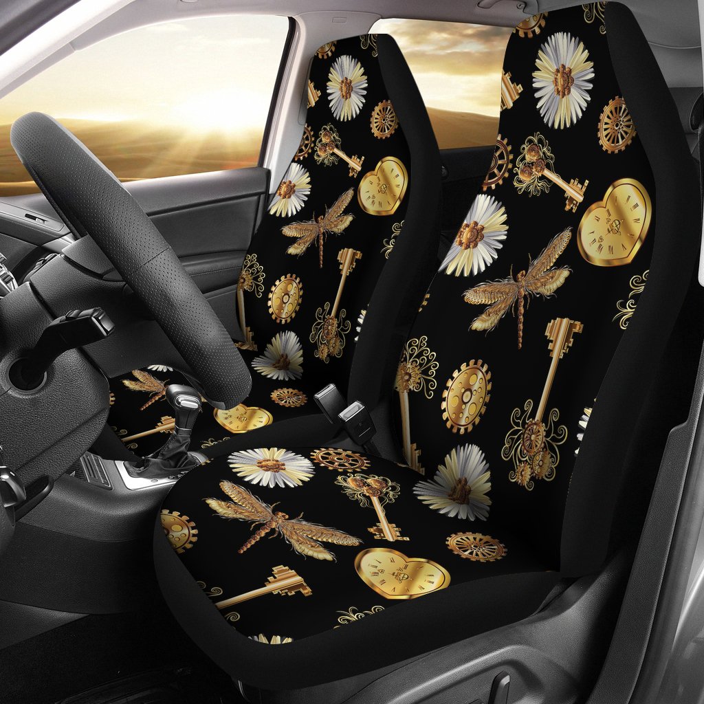 Steampunk Dragonfly Design Themed Print Universal Fit Car Seat Covers-JorJune