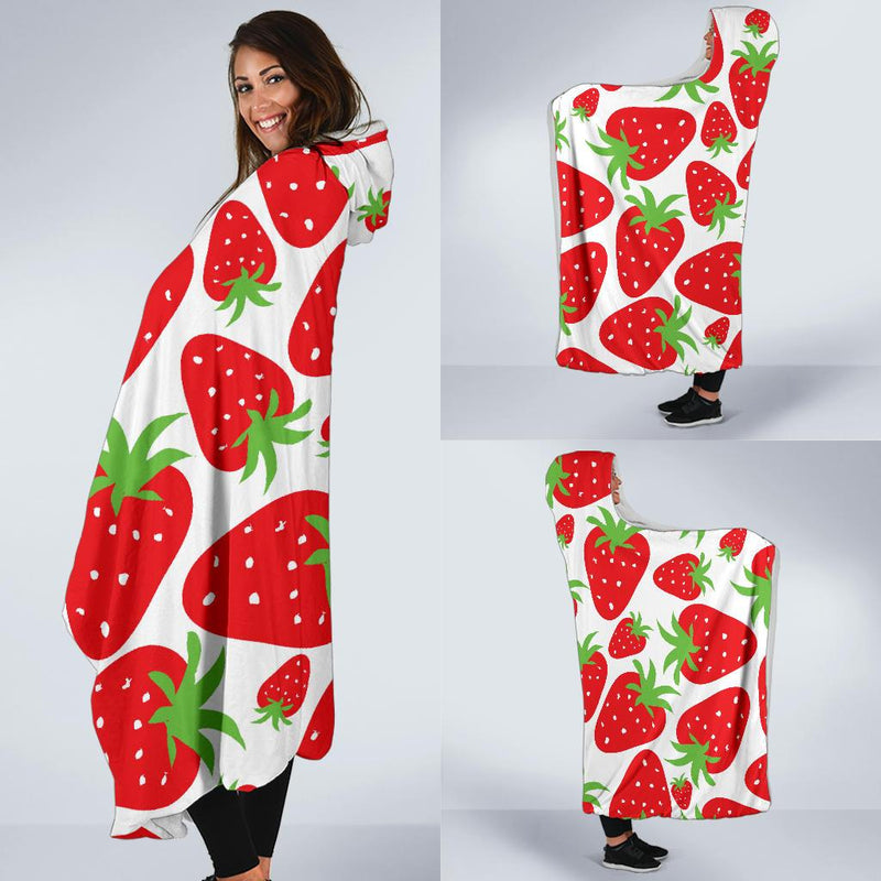 Strawberry Pattern Print Design SB01 Hooded Blanket-JORJUNE.COM