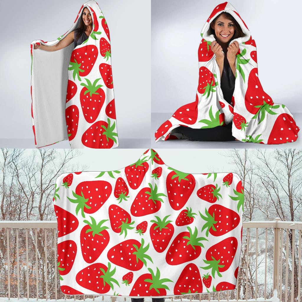 Strawberry Pattern Print Design SB01 Hooded Blanket-JORJUNE.COM